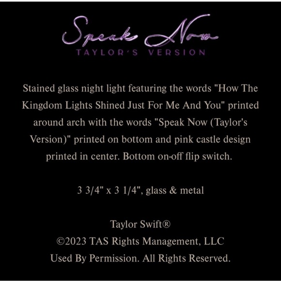 Taylor Swift “Speak Now” castle night light *Newinbox - Picture 3 of 6